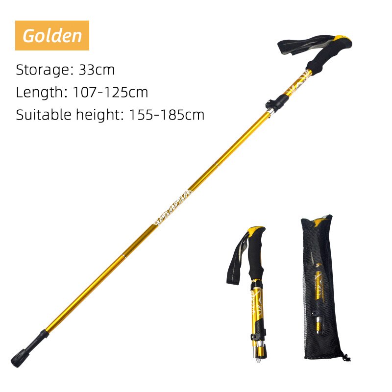 5 Section Outdoor Fold Trekking Pole Camping Portable Walking Hiking Stick For Nordic Elderly Telescopic Easy Put Into