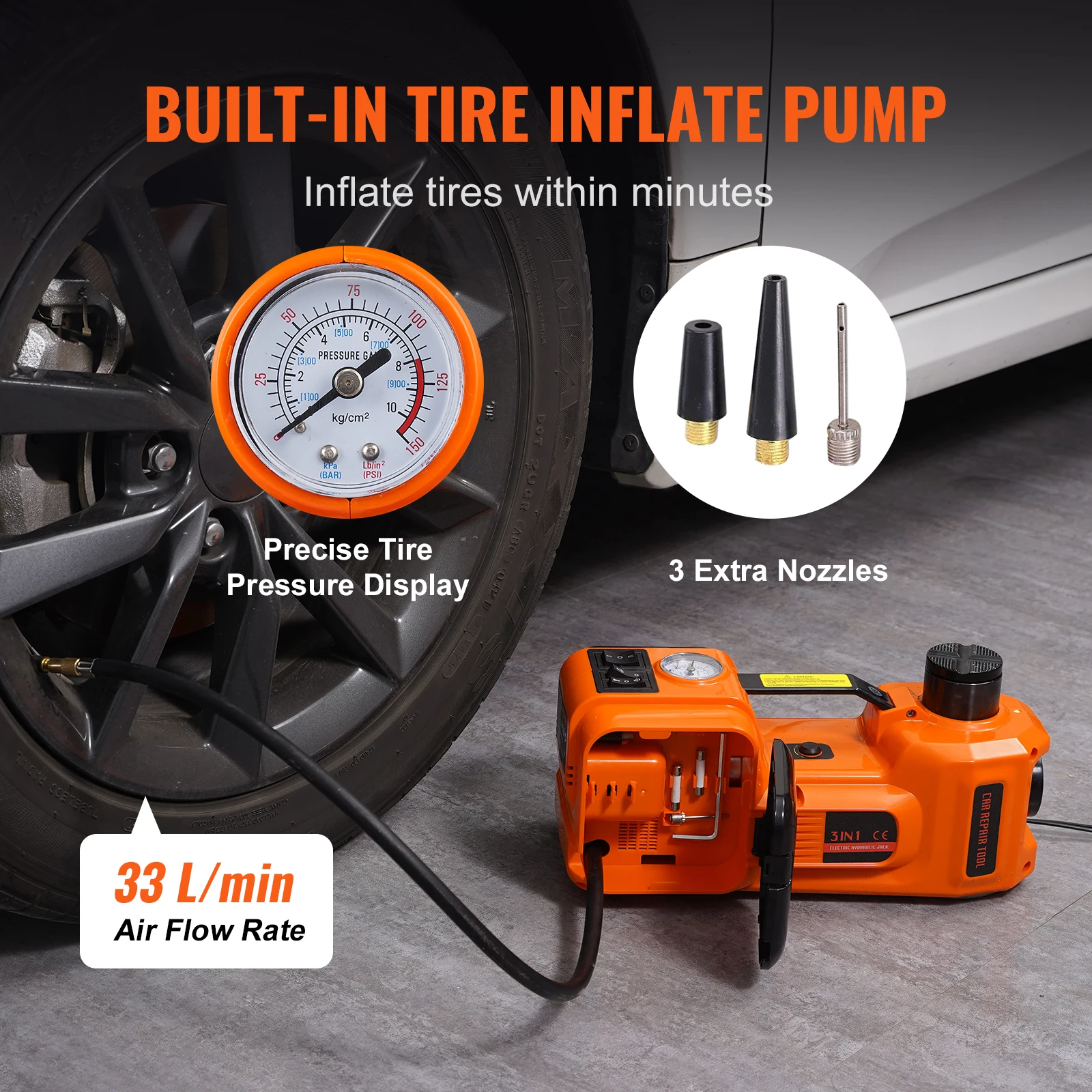 5 Ton Electric Car Jack 11023 LBS Hydraulic Jack Lift Portable Car Jack for SUV MPV Sedan Truck Change Tires Garage