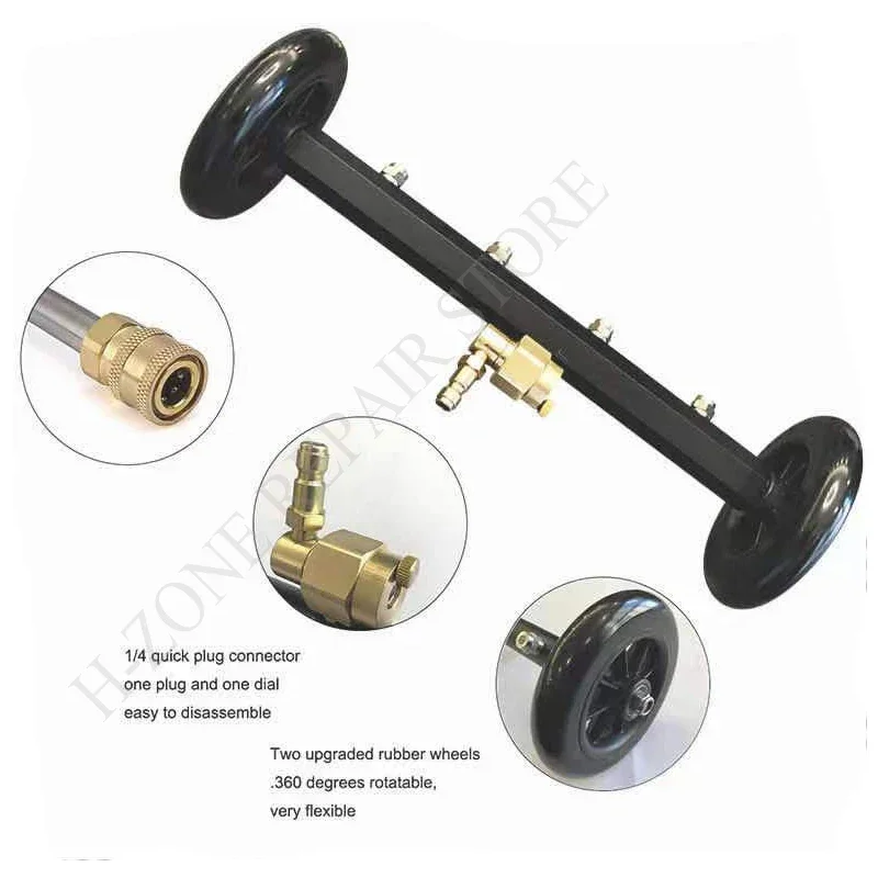 5000PSI Car Chassis High Pressure Washer 16 Inch Electric Car Washing Iocomotive Bottom Water Broom with 2 Extension