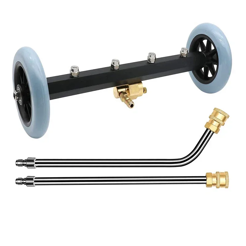 5000PSI Car Chassis High Pressure Washer 16 Inch Electric Car Washing Iocomotive Bottom Water Broom with 2 Extension