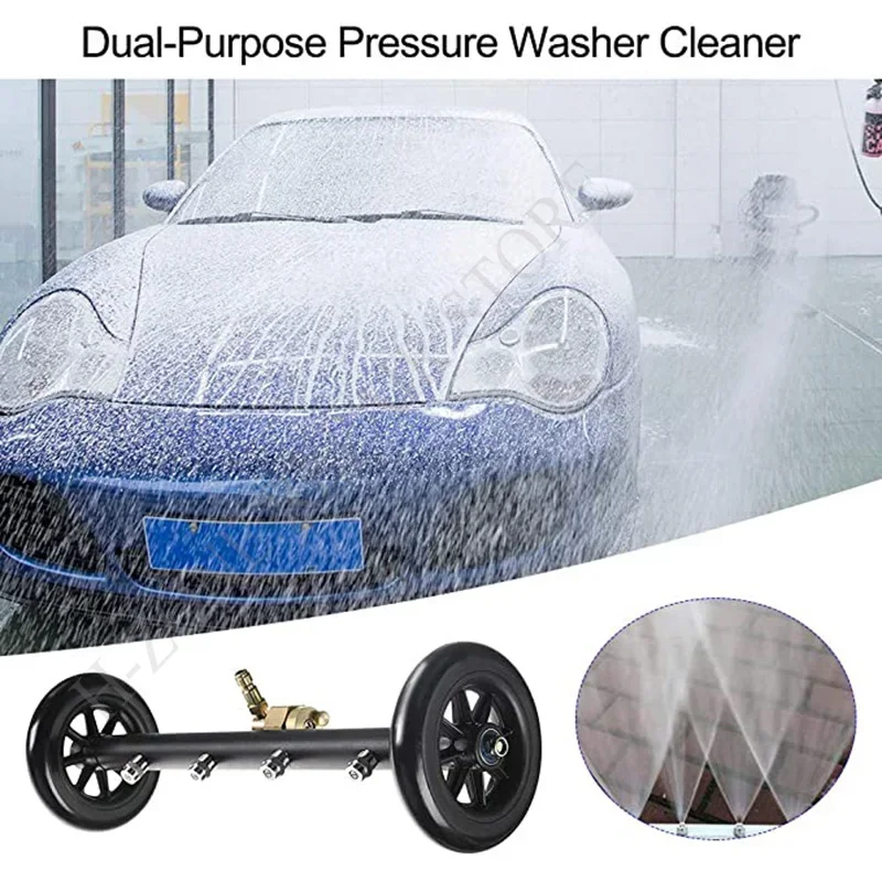 5000PSI Car Chassis High Pressure Washer 16 Inch Electric Car Washing Iocomotive Bottom Water Broom with 2 Extension