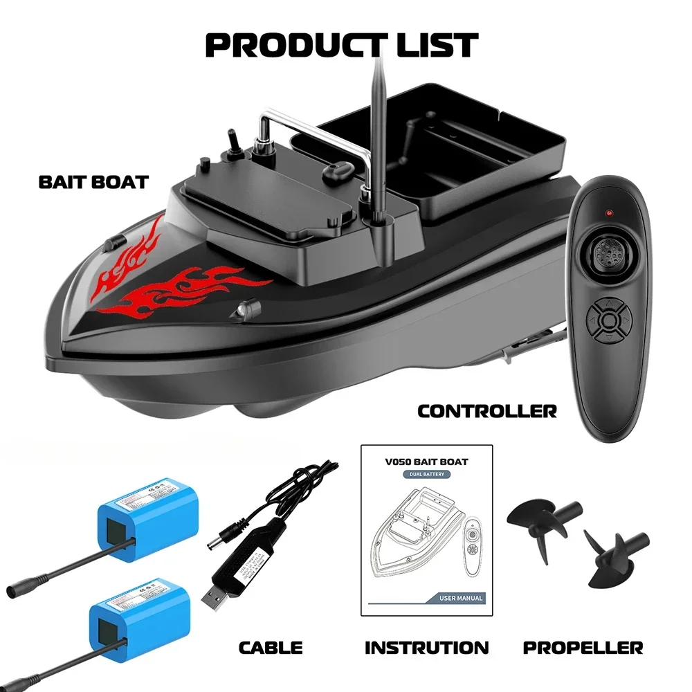 500M Remote Control,RC Fishing Bait Boat,2KG Loaded,Fixed Speed Cruise,Waterproof,High Speed,4 Night Light