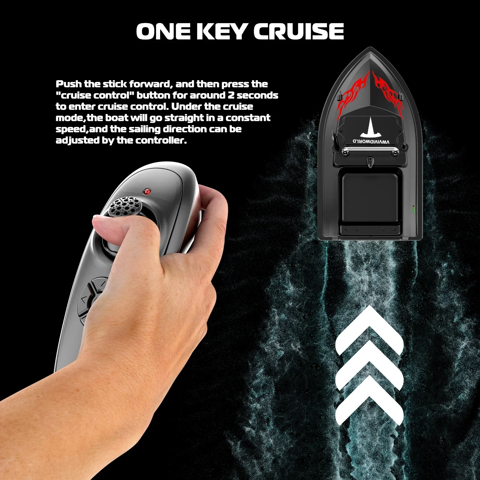 500M Remote Control,RC Fishing Bait Boat,2KG Loaded,Fixed Speed Cruise,Waterproof,High Speed,4 Night Light