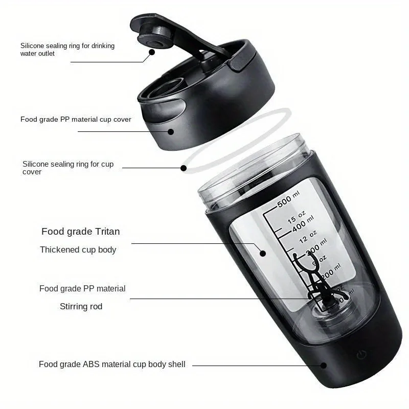 500ML Electric Protein Powder Mixing Cup Automatic Shaker Bottle Mixer Shake Bottle Milk Coffee Blender Kettle for Gym