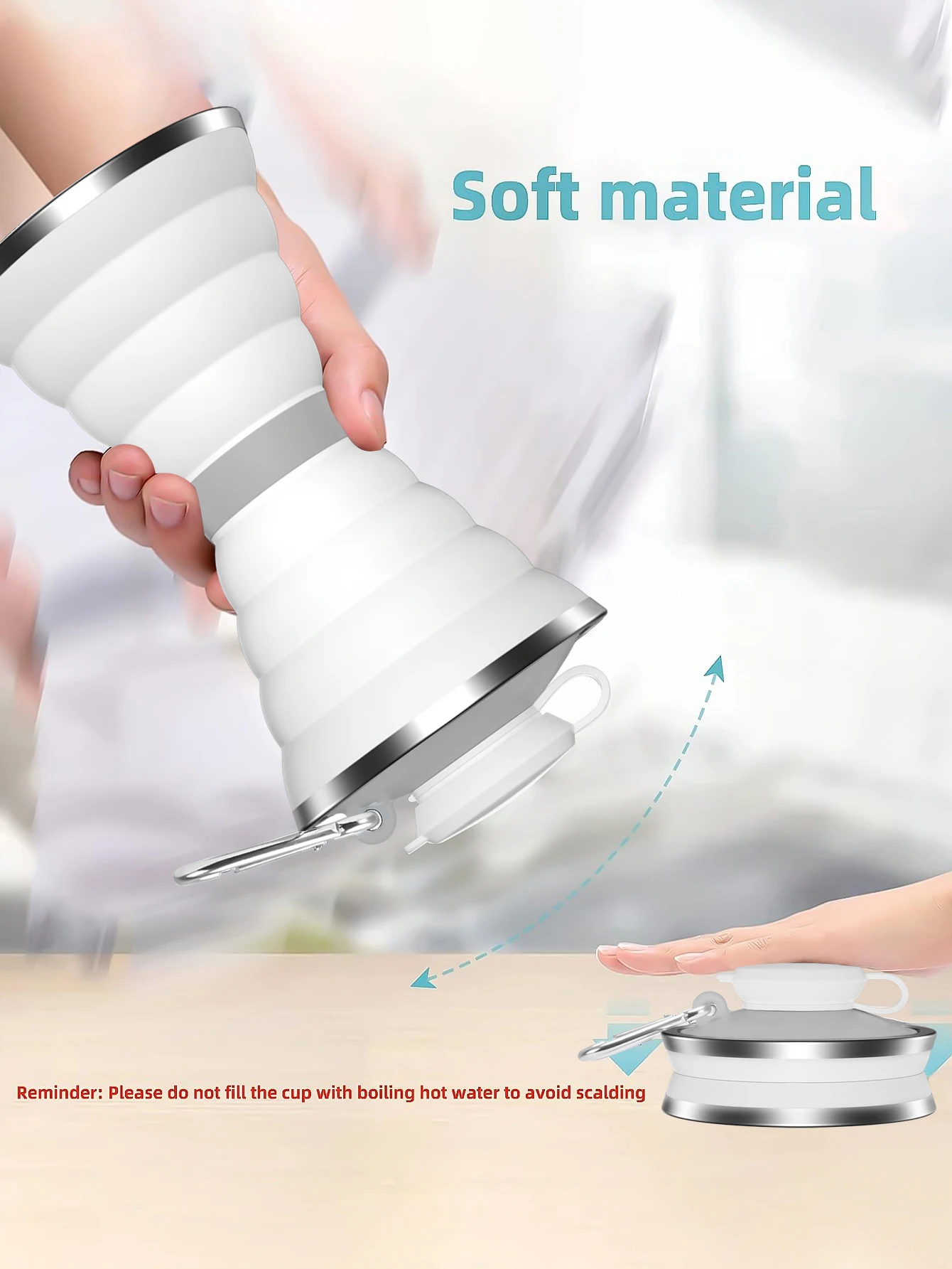 500ML Silicone Water Bottle Cup Foldable Leak Proof Portable Sports Travel Water Bottles For Outdoor Travel Gym Hiking