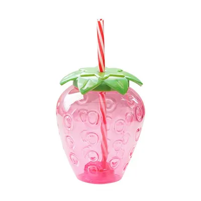 500ml Strawberry Bottle with Straw