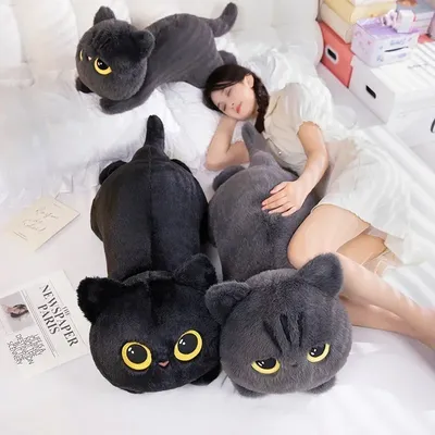 50cm kawaii Black Cat Plush Toy Doll Cute Big Cuddly Pillow Cushion Ins Black Cat Plush Toy Doll For Boy Girl Brithday