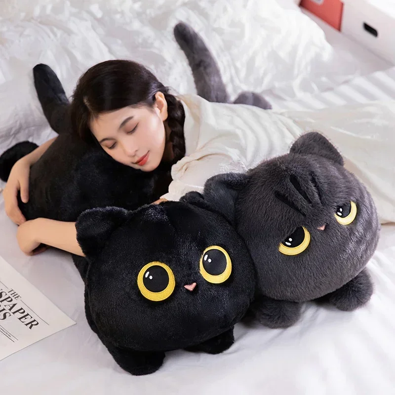 50cm kawaii Black Cat Plush Toy Doll Cute Big Cuddly Pillow Cushion Ins Black Cat Plush Toy Doll For Boy Girl Brithday