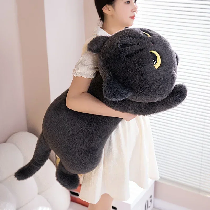 50cm kawaii Black Cat Plush Toy Doll Cute Big Cuddly Pillow Cushion Ins Black Cat Plush Toy Doll For Boy Girl Brithday
