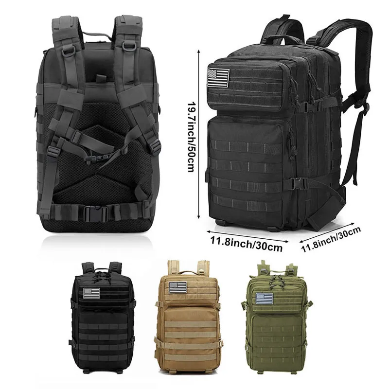 50L Tactical Backpack Travel Large Capacity Rucksacks Waterproof Outdoor Sports Multi-functional Bags