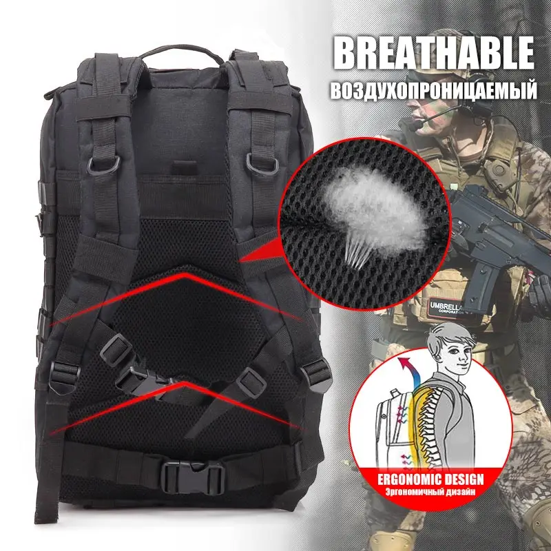 50L Tactical Backpack Travel Large Capacity Rucksacks Waterproof Outdoor Sports Multi-functional Bags