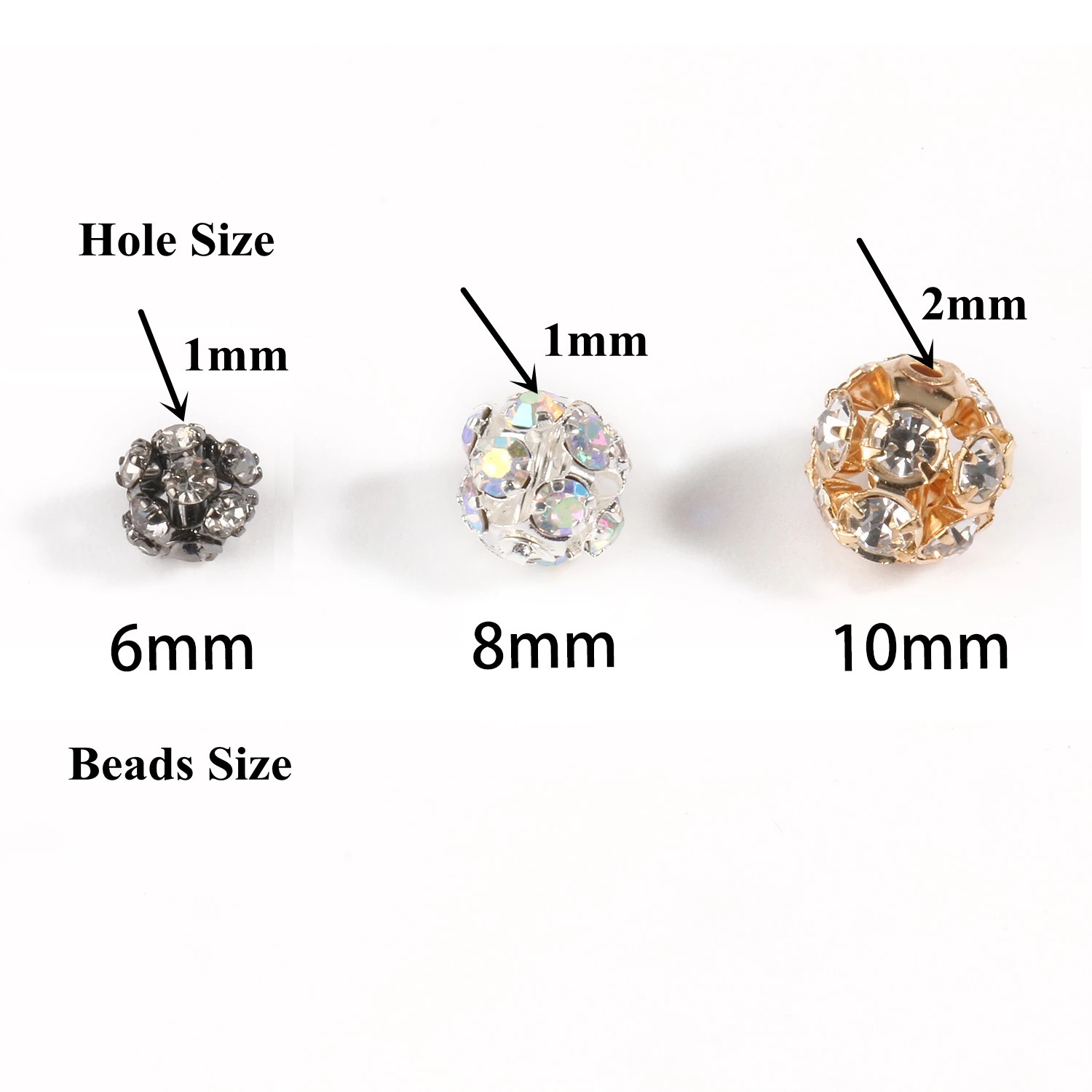 50pc Rhinestone Ball Shape Loose Beads Metal Crystal Beads for Jewelry Making DIY Accessories 50pc Rhinestone Ball Shape Loose Beads Metal Crystal Beads for Jewelry Making DIY Accessories