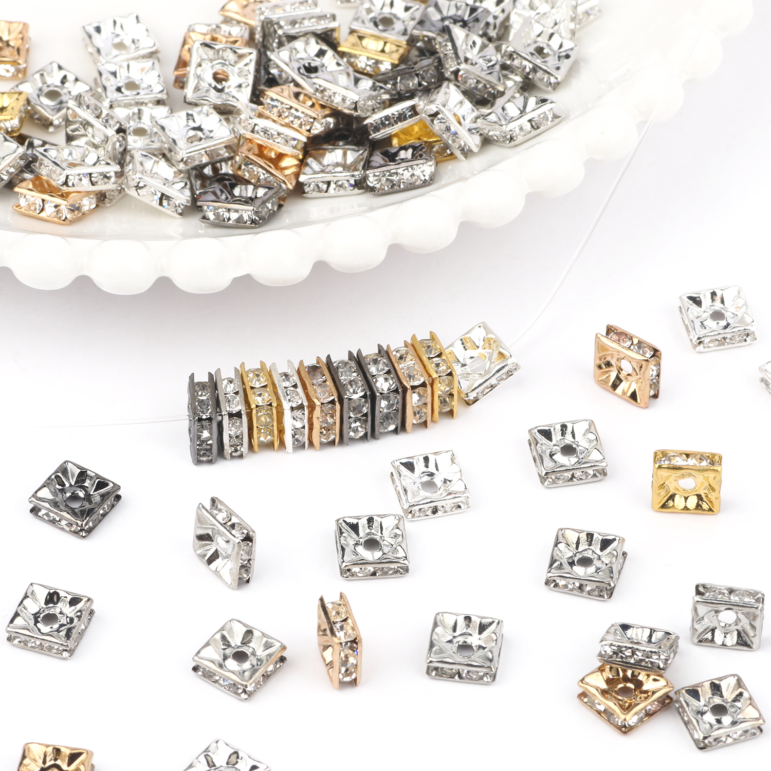 50pc Rhinestone Ball Shape Loose Beads Metal Crystal Beads for Jewelry Making DIY Accessories 50pc Rhinestone Ball Shape Loose Beads Metal Crystal Beads for Jewelry Making DIY Accessories