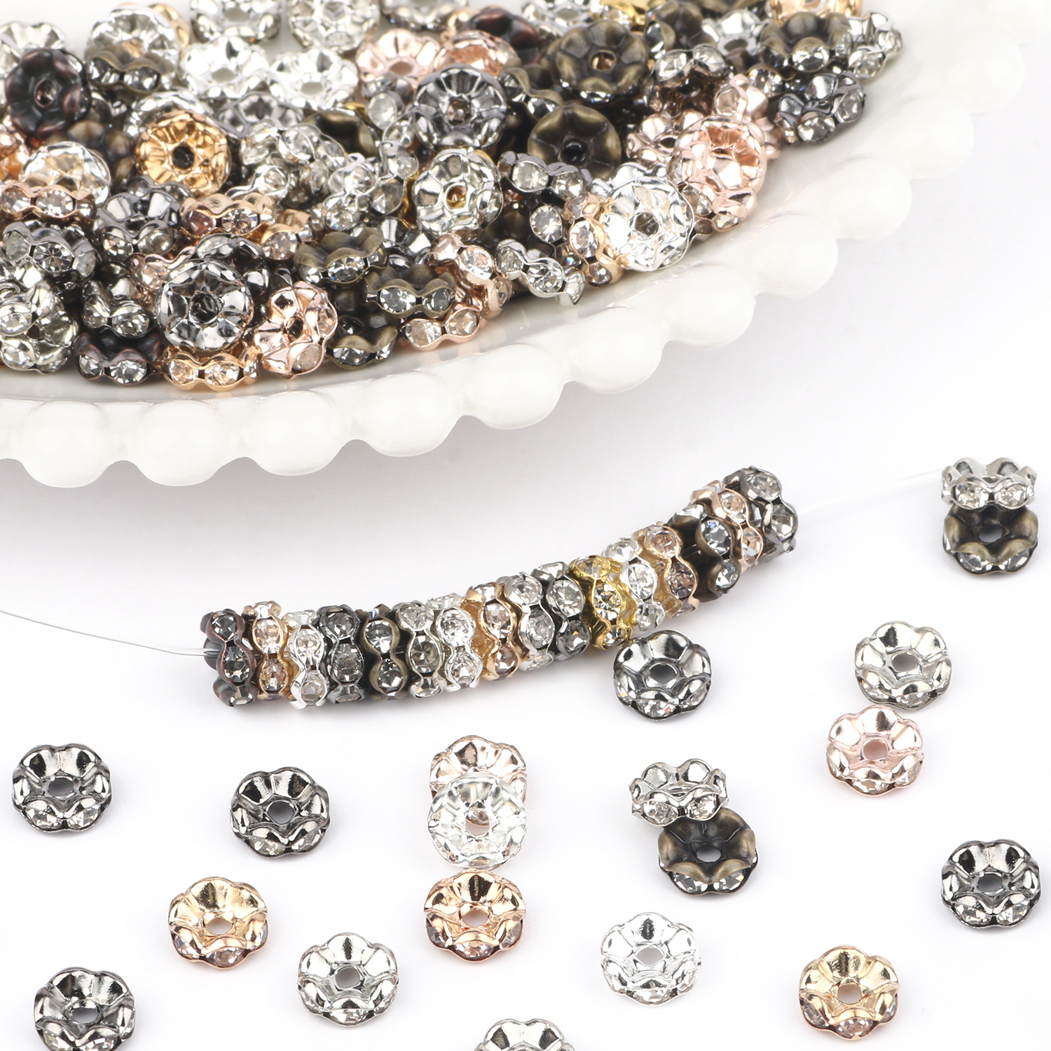 50pc Rhinestone Ball Shape Loose Beads Metal Crystal Beads for Jewelry Making DIY Accessories 50pc Rhinestone Ball Shape Loose Beads Metal Crystal Beads for Jewelry Making DIY Accessories