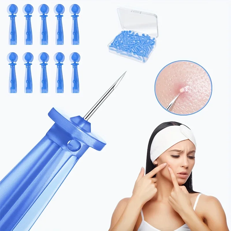 50pcs Disposable Blackhead Remover Acne Needles Blackhead Remover Tool Removal and Facial Cleaning Stainless Steel