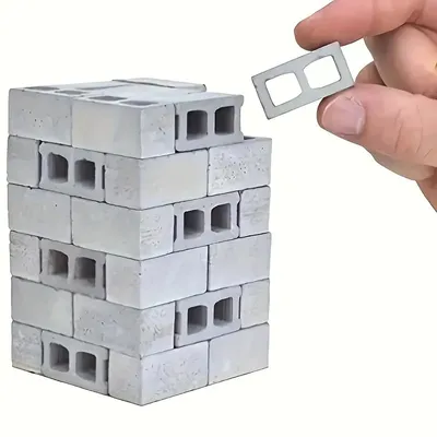 50pcs Mini Cinder Blocks, Miniature Bricks DIY Fake Bricks Concrete Tiny Dollhouse Accessories, For Model Buildings
