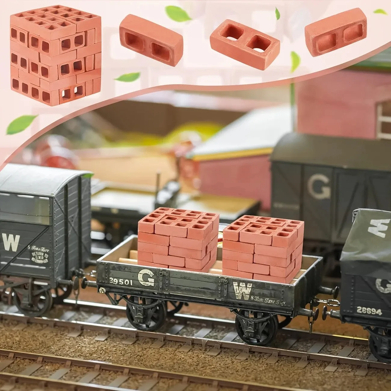 50pcs Mini Cinder Blocks, Miniature Bricks DIY Fake Bricks Concrete Tiny Dollhouse Accessories, For Model Buildings