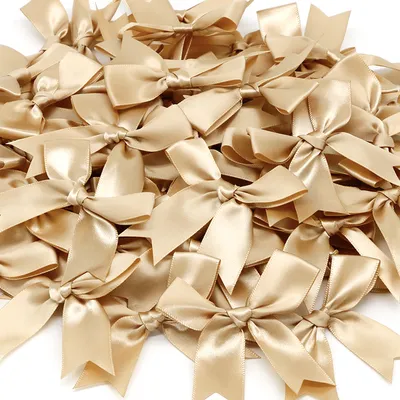 50PCS Pink Satin Ribbon Bows Decoration Packages Gift Small Flower Bows For Craft Wedding Bow Birth DIY Party Decoration