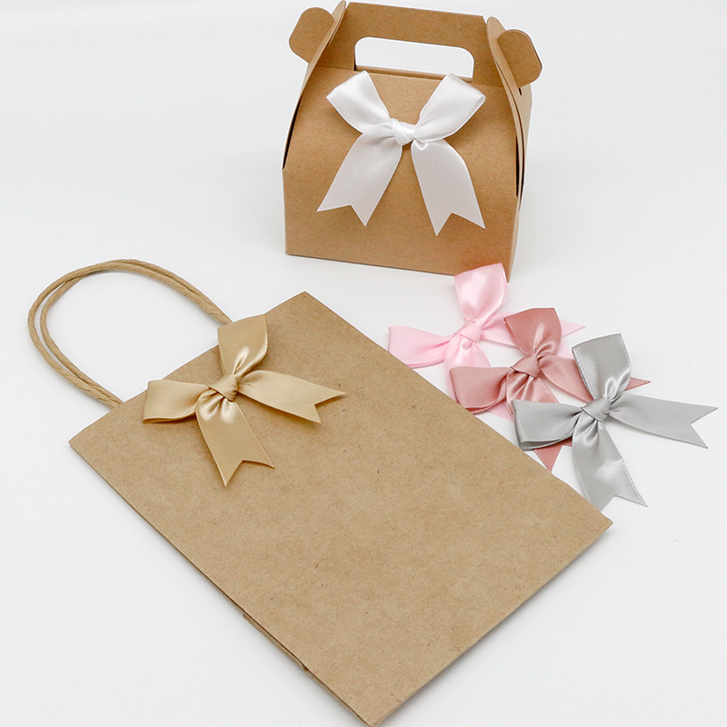 50PCS Pink Satin Ribbon Bows Decoration Packages Gift Small Flower Bows For Craft Wedding Bow Birth DIY Party Decoration