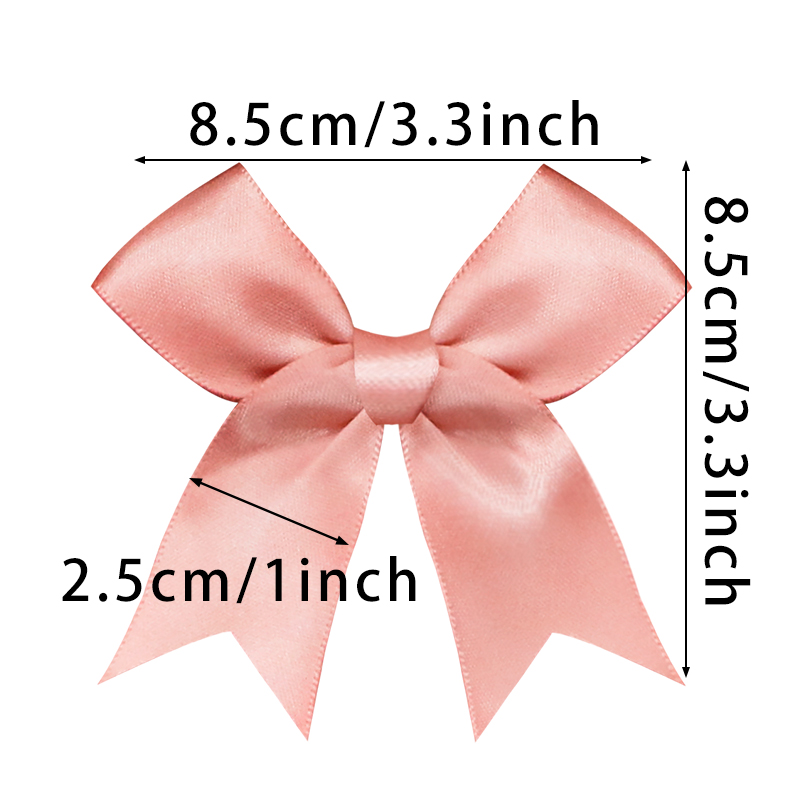 50PCS Pink Satin Ribbon Bows Decoration Packages Gift Small Flower Bows For Craft Wedding Bow Birth DIY Party Decoration