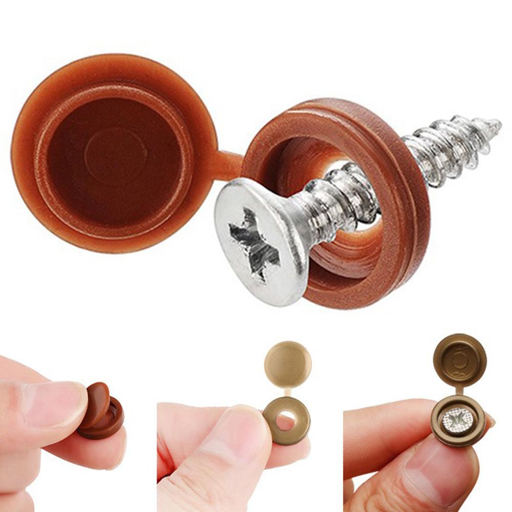 50pcs Practical Hinged Plastic Screw Fold Snap Protective Cap Button Nuts Cover Bolts Protect Furniture Decor