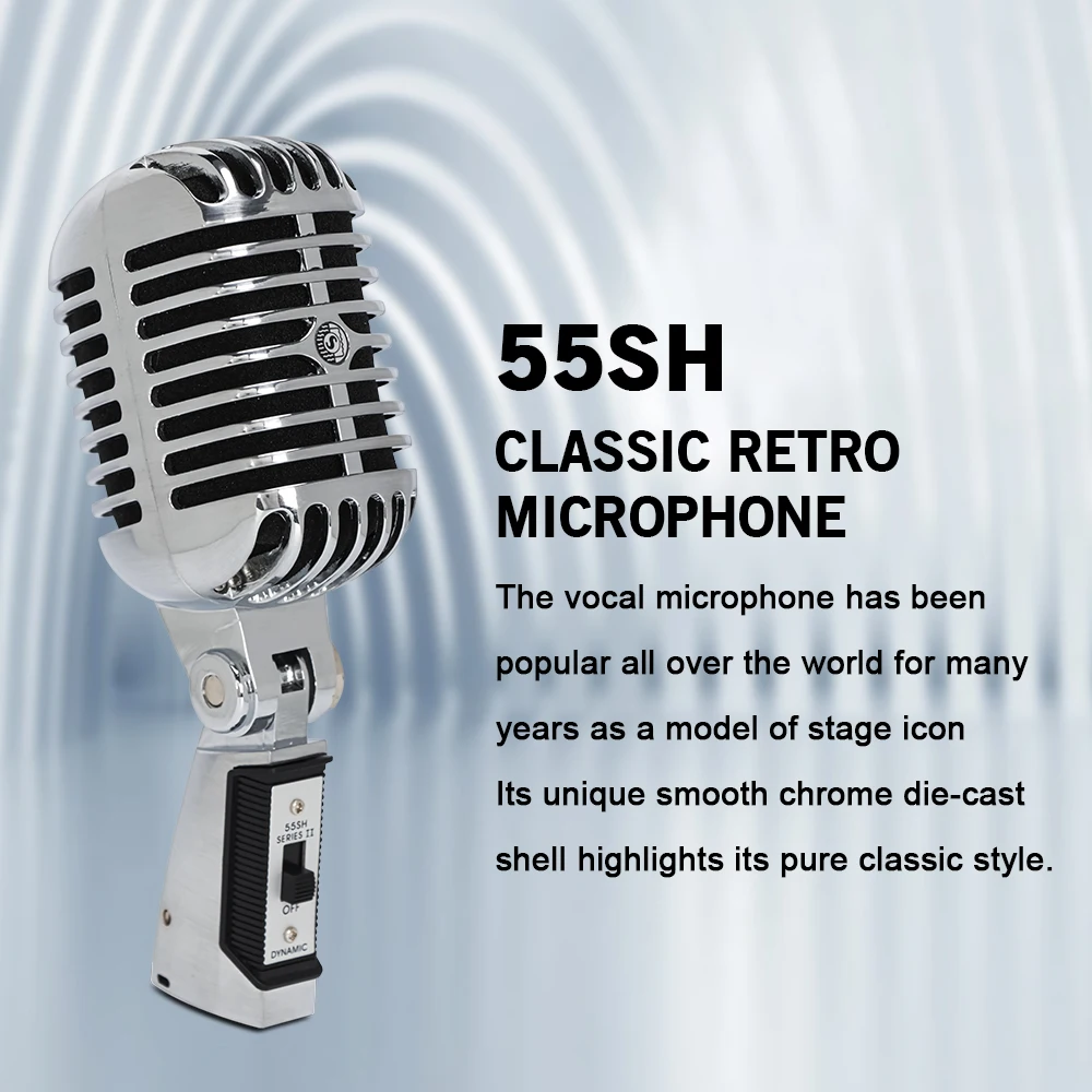 55SH Professional Wired Vintage Classic Microphone Dynamic Vocal Mic Microphone For Live Performance Karaoke