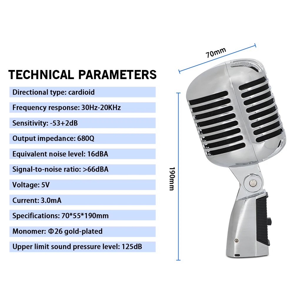 55SH Professional Wired Vintage Classic Microphone Dynamic Vocal Mic Microphone For Live Performance Karaoke