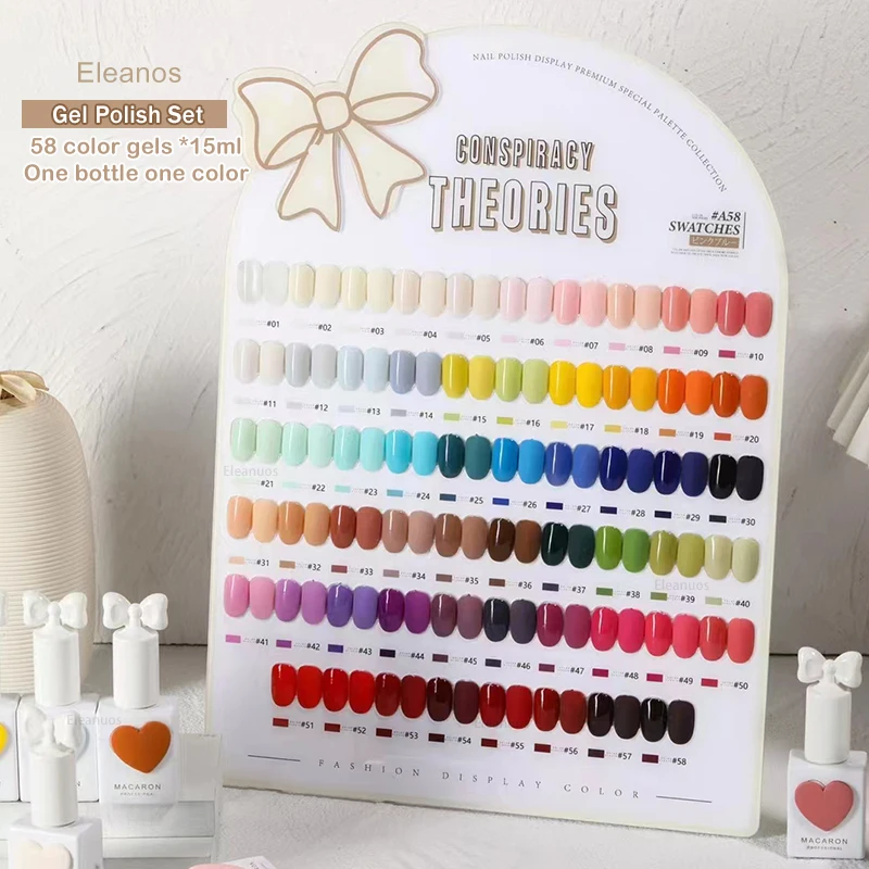 58 Colors Macaron Nail Gel Polish Set Full Coverage Gel Varnish Nail Salon Wholesale Marnicure UV Gel Learner Kit 15ml