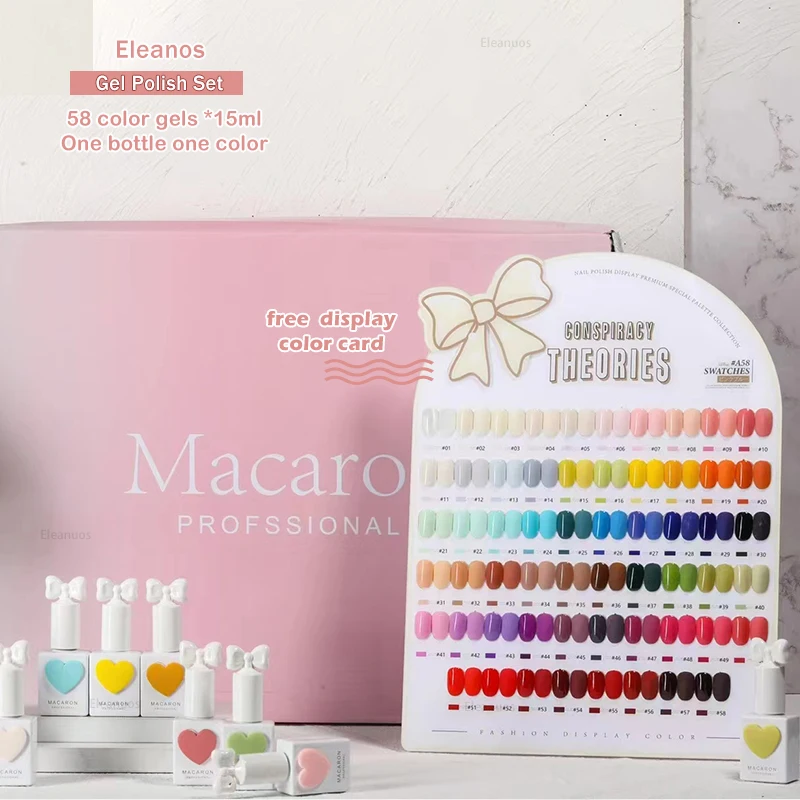 58 Colors Macaron Nail Gel Polish Set Full Coverage Gel Varnish Nail Salon Wholesale Marnicure UV Gel Learner Kit 15ml