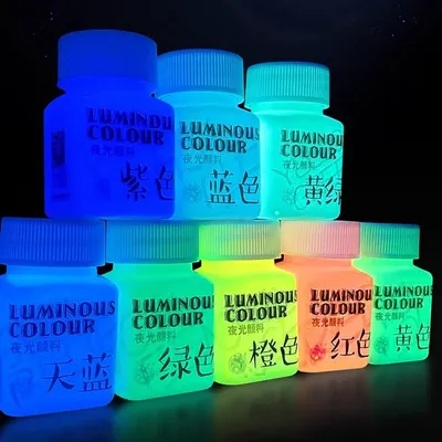 58ML Fluorescent Acrylic Pigment Luminous Pigment Glow in Dark Hand Painted DIY Festival Party Wall Light Absorbing 58ML Fluorescent Acrylic Pigment Luminous Pigment Glow in Dark Hand Painted DIY Festival Party Wall Light Absorbing