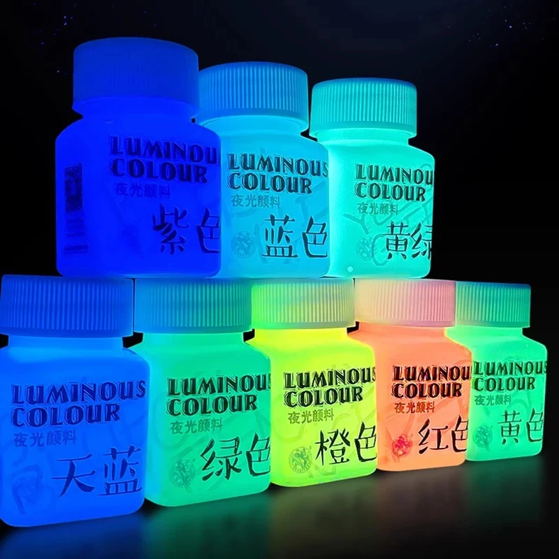 58ML Fluorescent Acrylic Pigment Luminous Pigment Glow in Dark Hand Painted DIY Festival Party Wall Light Absorbing