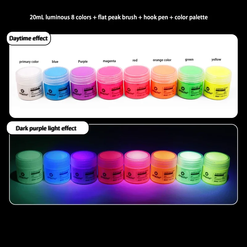 58ML Fluorescent Acrylic Pigment Luminous Pigment Glow in Dark Hand Painted DIY Festival Party Wall Light Absorbing 58ML Fluorescent Acrylic Pigment Luminous Pigment Glow in Dark Hand Painted DIY Festival Party Wall Light Absorbing