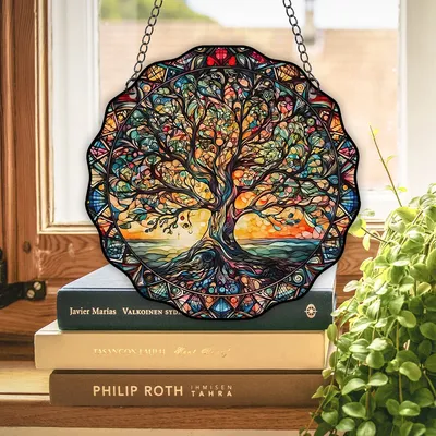 5.9inch Tree of Life Wall Art Decor Sun Hanging Sign Round Indoor Outdoor Window Acrylic Welcome Plate Pendant 5.9inch Tree of Life Wall Art Decor Sun Hanging Sign Round Indoor Outdoor Window Acrylic Welcome Plate Pendant
