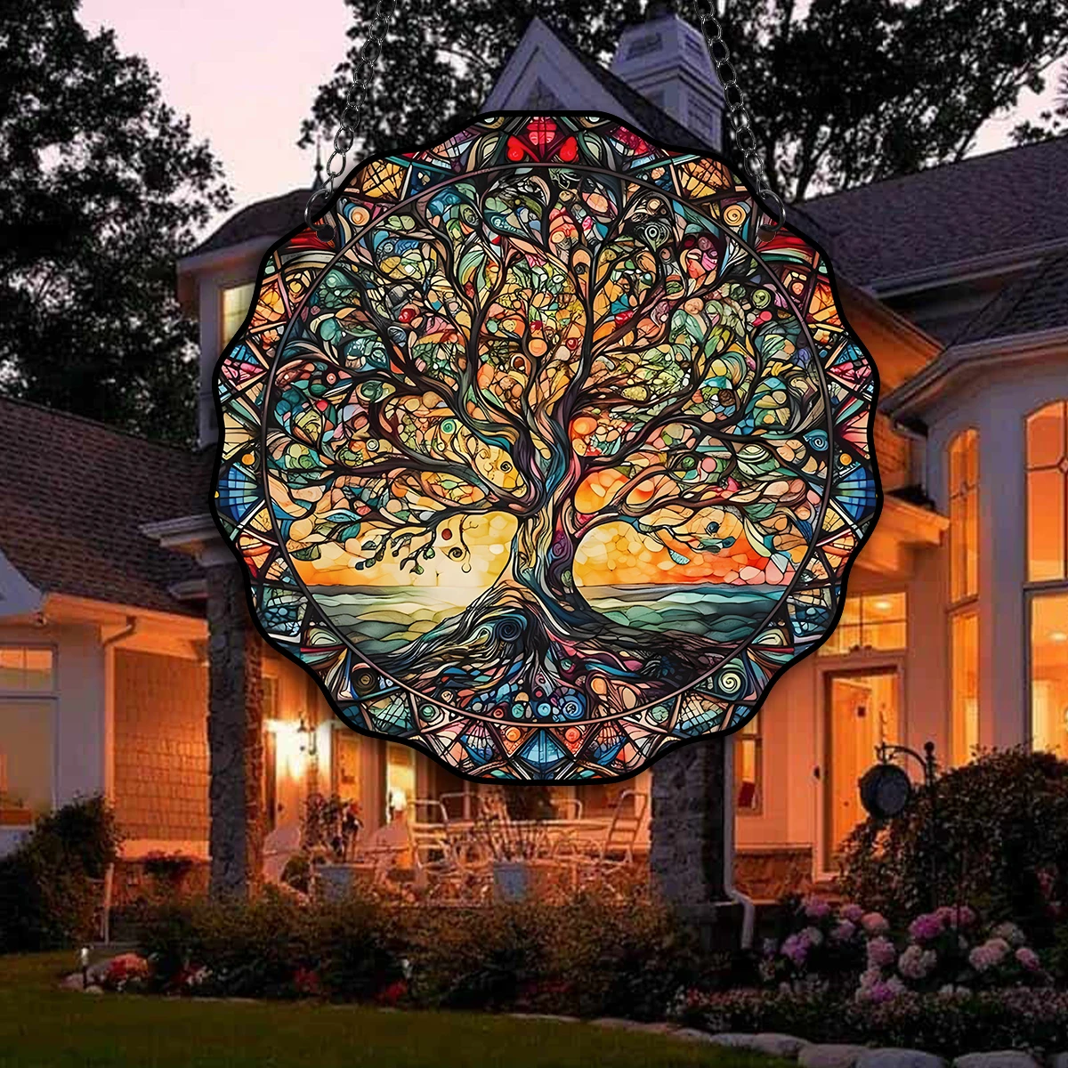 5.9inch Tree of Life Wall Art Decor Sun Hanging Sign Round Indoor Outdoor Window Acrylic Welcome Plate Pendant 5.9inch Tree of Life Wall Art Decor Sun Hanging Sign Round Indoor Outdoor Window Acrylic Welcome Plate Pendant