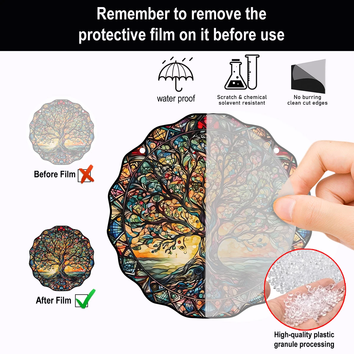 5.9inch Tree of Life Wall Art Decor Sun Hanging Sign Round Indoor Outdoor Window Acrylic Welcome Plate Pendant 5.9inch Tree of Life Wall Art Decor Sun Hanging Sign Round Indoor Outdoor Window Acrylic Welcome Plate Pendant