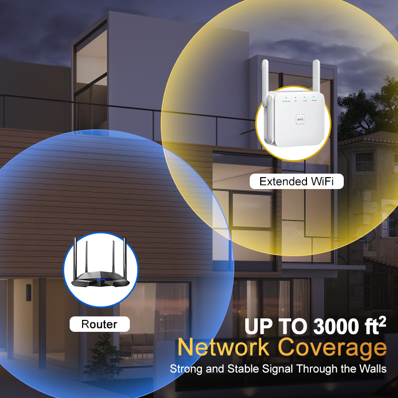 5G Repeater WiFi Long Range 1200Mbps Wifi Extender Router Signal Wi fi Amplifier Network Wi-fi Booster 2.4G Wi-fi