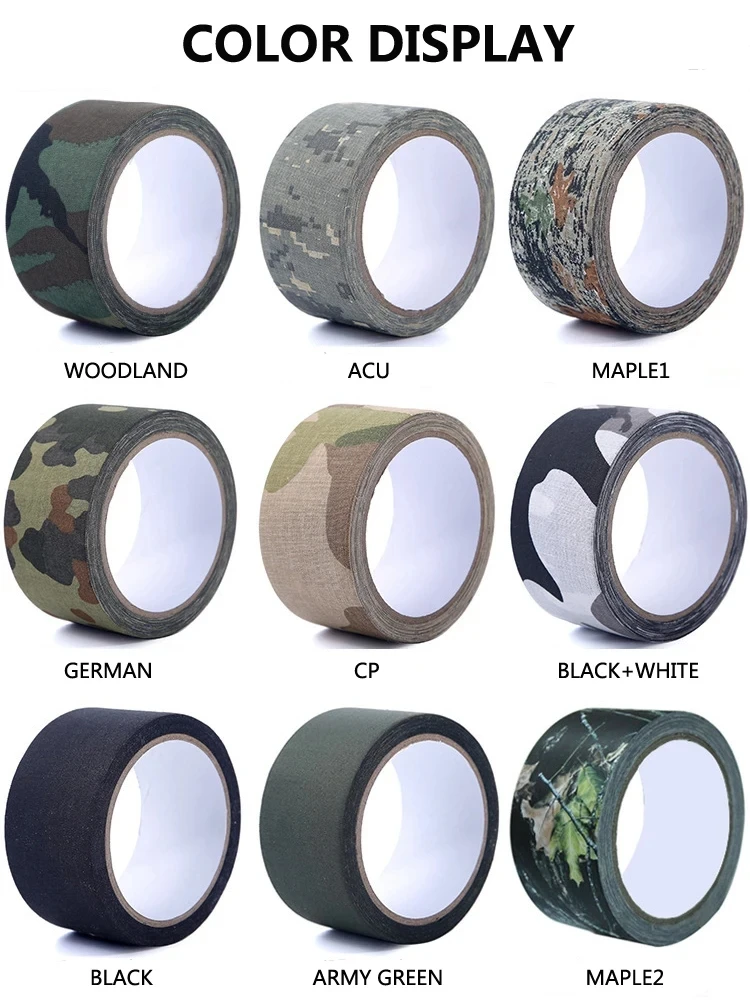 5M/10M Multi-functional Camo Tape Self-adhesive Camouflage Hunting Paintball Airsoft Rifle Waterproof Non-Slip Stealth 5M/10M Multi-functional Camo Tape Self-adhesive Camouflage Hunting Paintball Airsoft Rifle Waterproof Non-Slip Stealth