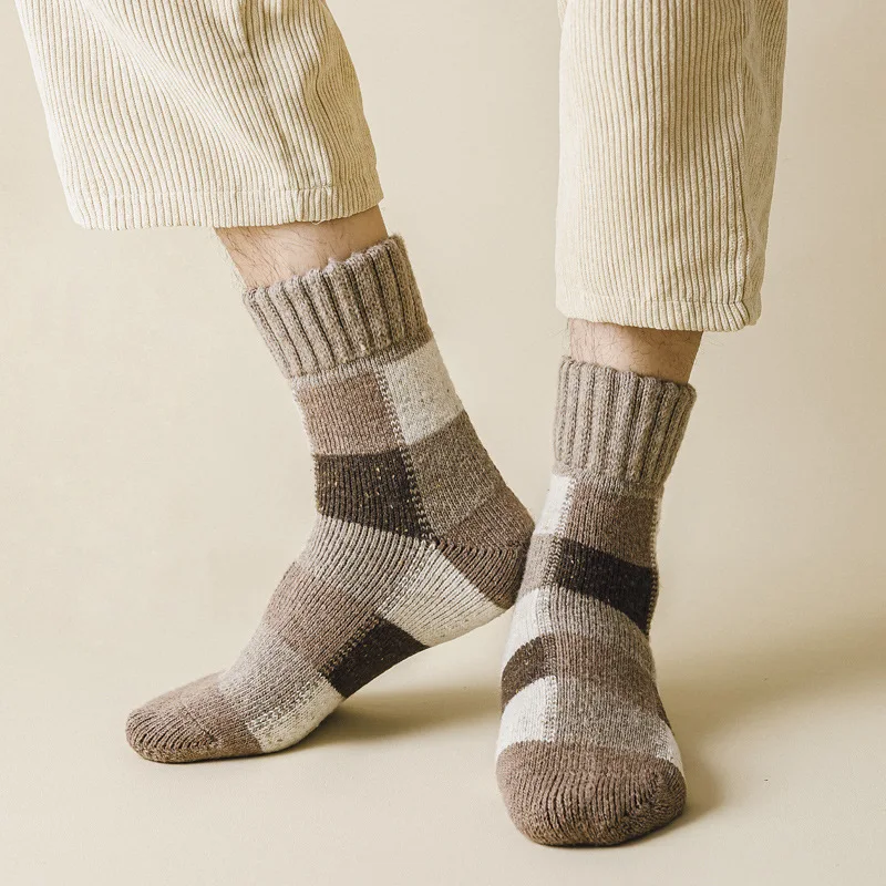 5pairs Winter Men's Warm Thermal Colorblock Thick Wool Socks Warm Colorblock Soft Comfortable Plush Snow Floor Sock 5pairs Winter Men's Warm Thermal Colorblock Thick Wool Socks Warm Colorblock Soft Comfortable Plush Snow Floor Sock