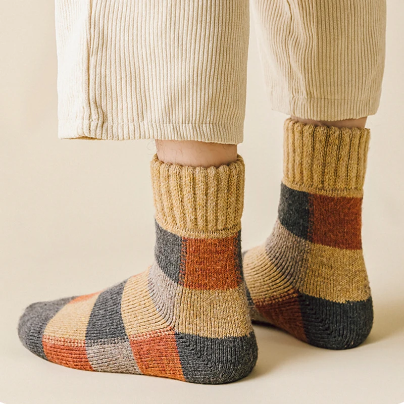 5pairs Winter Men's Warm Thermal Colorblock Thick Wool Socks Warm Colorblock Soft Comfortable Plush Snow Floor Sock 5pairs Winter Men's Warm Thermal Colorblock Thick Wool Socks Warm Colorblock Soft Comfortable Plush Snow Floor Sock