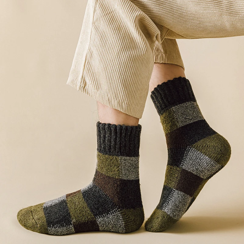 5pairs Winter Men's Warm Thermal Colorblock Thick Wool Socks Warm Colorblock Soft Comfortable Plush Snow Floor Sock 5pairs Winter Men's Warm Thermal Colorblock Thick Wool Socks Warm Colorblock Soft Comfortable Plush Snow Floor Sock