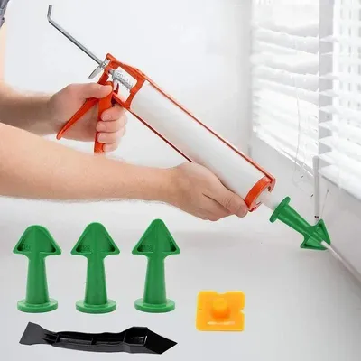 5pcs Caulking Nozzle Applicator Finishing Tool Spatula Plastic Glue Shovel Tile Brick Joints Floor Silicone Remover
