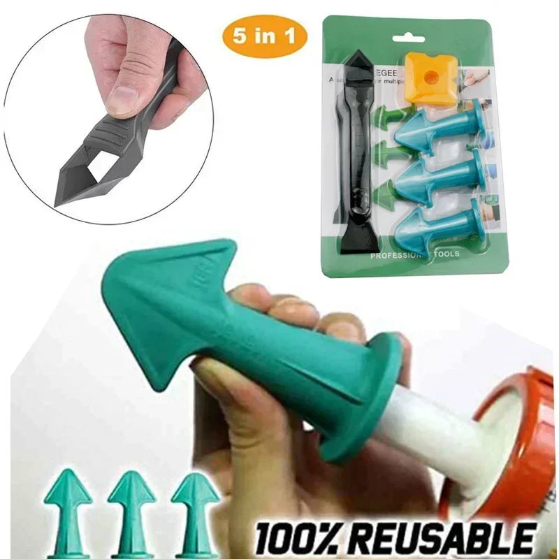 5pcs Caulking Nozzle Applicator Finishing Tool Spatula Plastic Glue Shovel Tile Brick Joints Floor Silicone Remover
