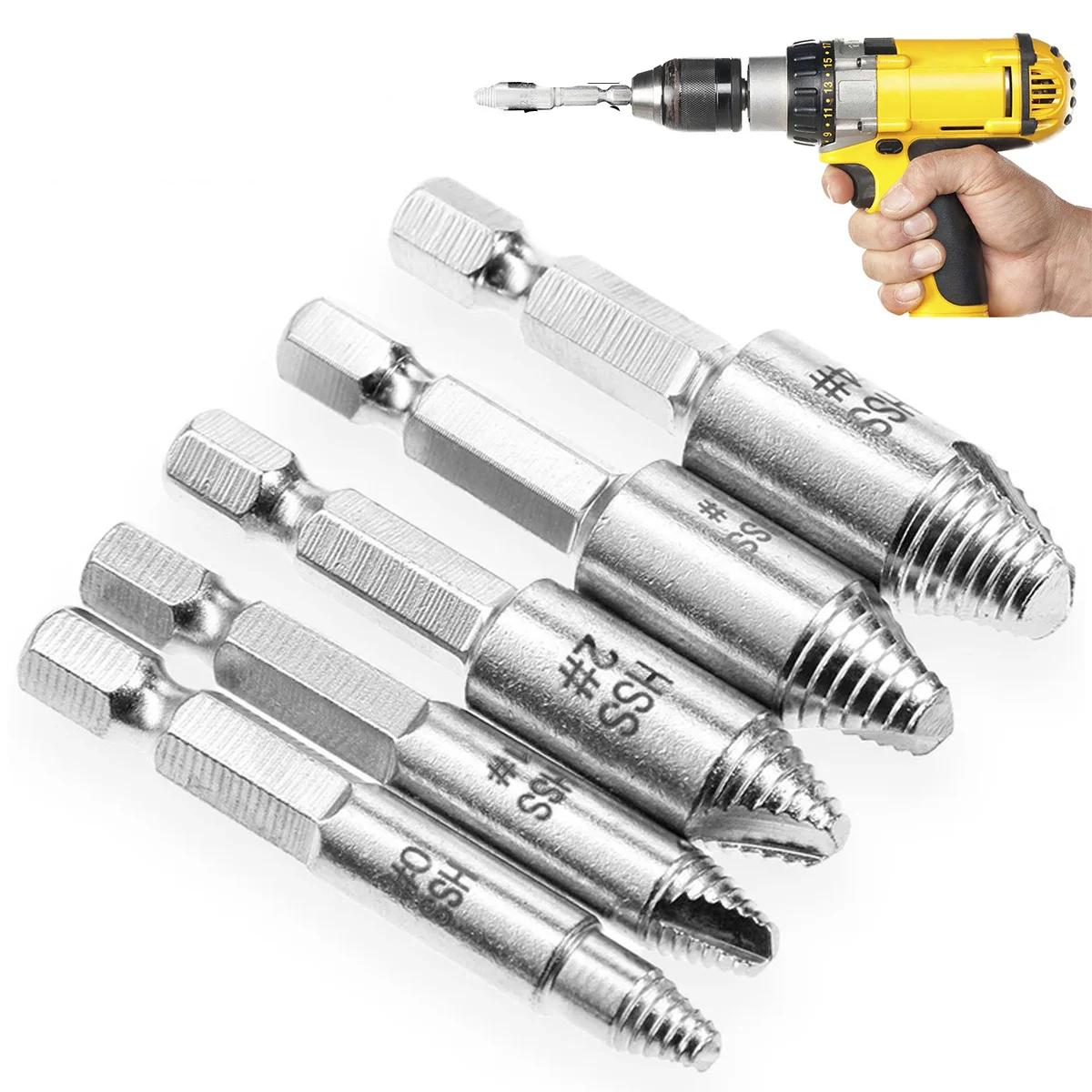 5Pcs Damaged Screw Extractor Drill Bit High Speed Steel Double Easily Take Out Side Drill Out Broken Screw Remover Bolt 5Pcs Damaged Screw Extractor Drill Bit High Speed Steel Double Easily Take Out Side Drill Out Broken Screw Remover Bolt
