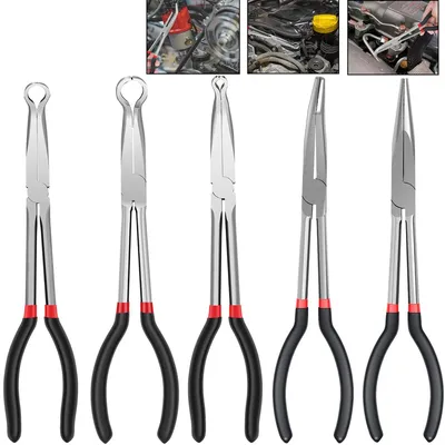 5Pcs Hose Gripper Plier Carbon Steel Spark Plug Removal Pliers Long Handle Car Electrical Disconnect Plier Radiator