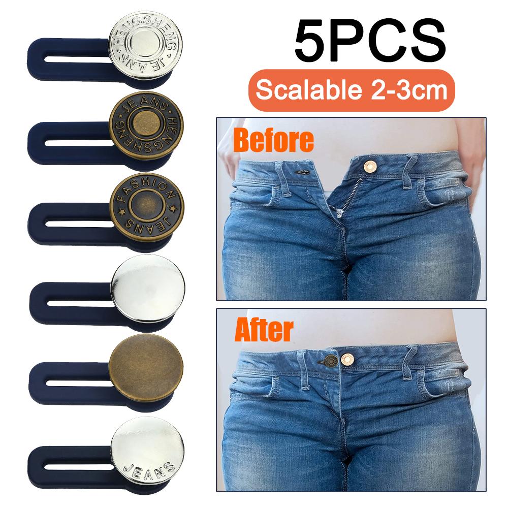 5PCS Magic Metal Button Extender for Pants Jeans Free Sewing Adjustable Retractable Waist Extenders Button Waistband 5PCS Magic Metal Button Extender for Pants Jeans Free Sewing Adjustable Retractable Waist Extenders Button Waistband