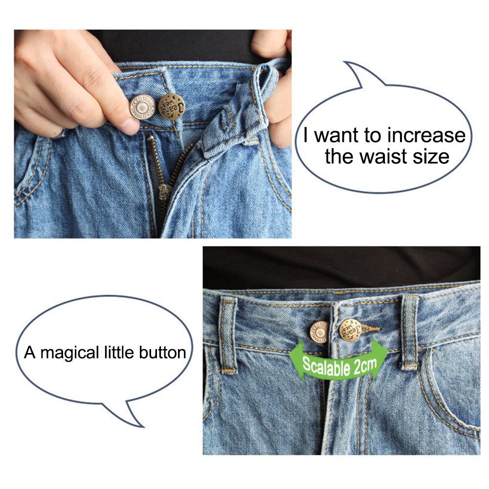 5PCS Magic Metal Button Extender for Pants Jeans Free Sewing Adjustable Retractable Waist Extenders Button Waistband 5PCS Magic Metal Button Extender for Pants Jeans Free Sewing Adjustable Retractable Waist Extenders Button Waistband