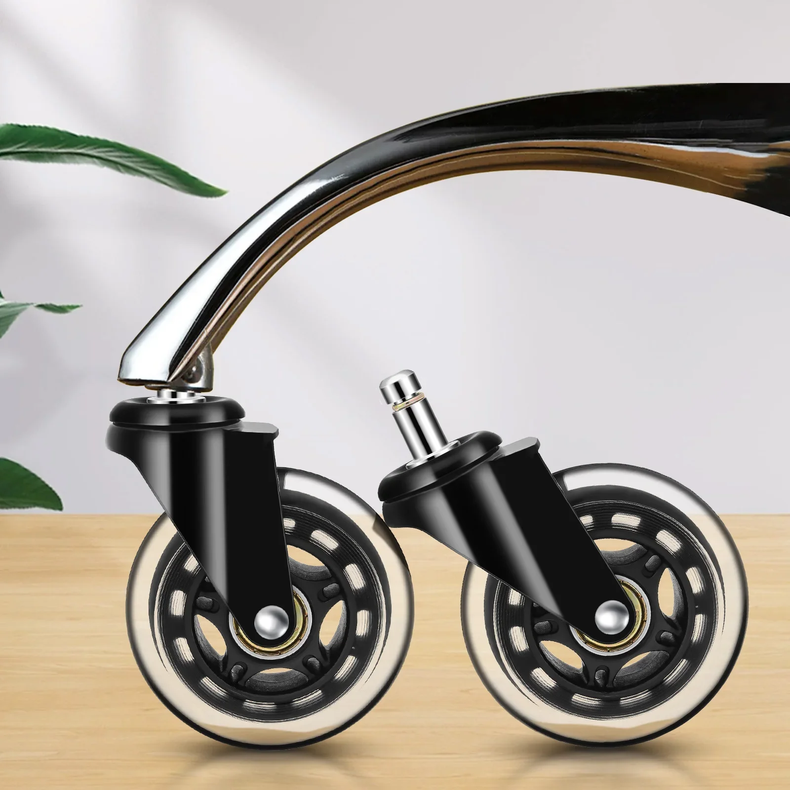 5PCS Swivel Rubber Caster Wheels 3 Inch Office Chair Caster Wheels Replacement 60KG Soft Safe Rollerblade Style Caster