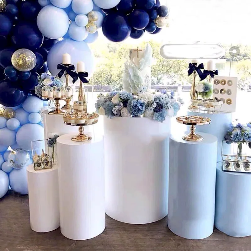 5pc/set Cylinder Pedestal Plinth Cake Stand White Flower Column Dessert Table For Birthday Party Wedding Decoration 5pc/set Cylinder Pedestal Plinth Cake Stand White Flower Column Dessert Table For Birthday Party Wedding Decoration