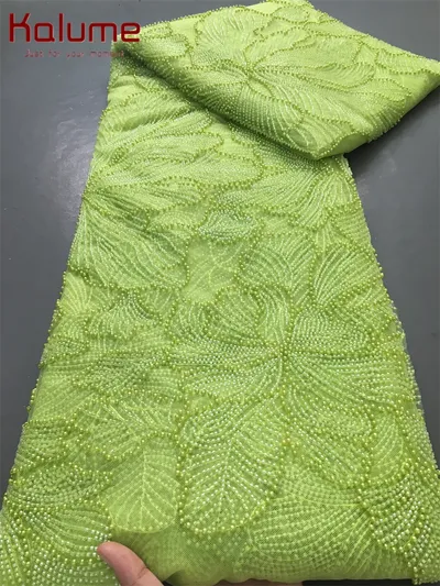 5yard Kalume Green French Mesh Lace Fabric Beads African Lace Fabrics Nigerian Mesh Lace Fabric For Diy Dresses Party 5yard Kalume Green French Mesh Lace Fabric Beads African Lace Fabrics Nigerian Mesh Lace Fabric For Diy Dresses Party