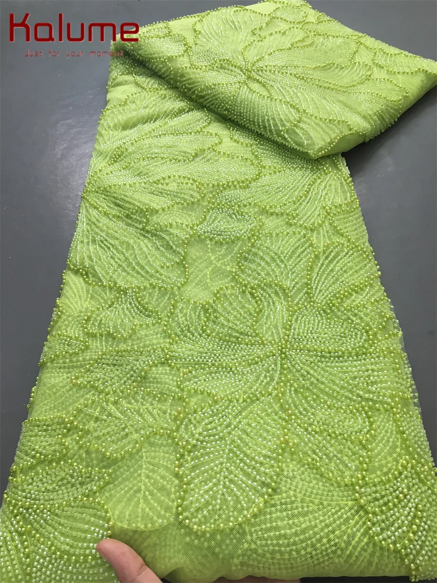 5yard Kalume Green French Mesh Lace Fabric Beads African Lace Fabrics Nigerian Mesh Lace Fabric For Diy Dresses Party 5yard Kalume Green French Mesh Lace Fabric Beads African Lace Fabrics Nigerian Mesh Lace Fabric For Diy Dresses Party